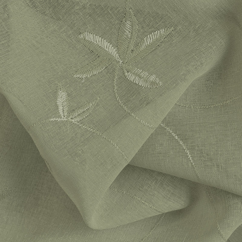Elland Semi Sheer Curtain Single Panel, Olive, 52" x 96"