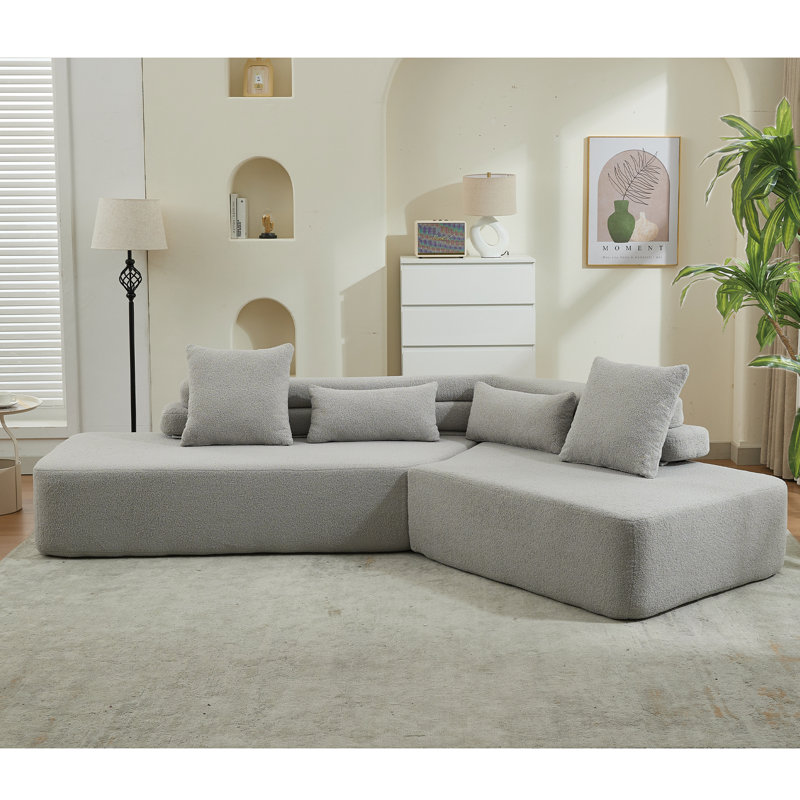 Canapé modulaire en L gris, canapé d'angle confortable pour le salon, Polyester gris