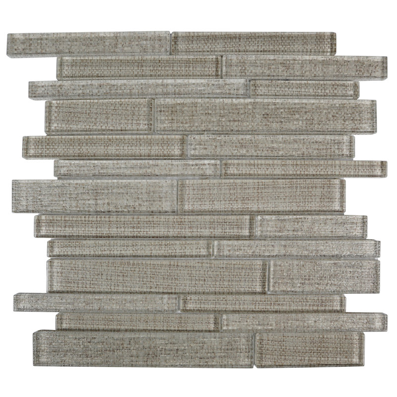 Flen 12" x 12" Glass Linear Tile, Yellow