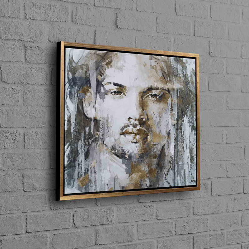 Print on Canvas, 40 cm H x 40 cm W, Framed Print without Mat, Gold