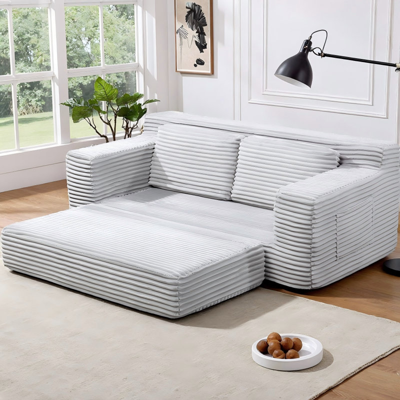 Canapé-lit double Corduroy Cloud, canapé convertible 2-en-1 sans os avec mousse à mémoire de forme, canapé de plancher multifonctionnel pour salon, appartement et petits espaces
