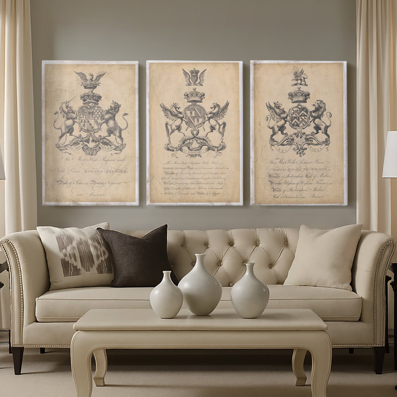 Peerage of England II - Toile tendue avec châssis sur mesure - 3 pièces, H 12 po x l 24 po