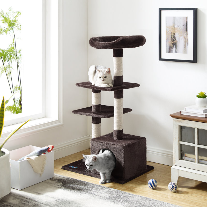 Randolph 43" Brown Plush Multi-Tier Cat Tree