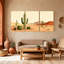 Paysage et nature, paysage désertique avec cactus et montagnes, ensemble de 3 impressions sur toile-2025867516