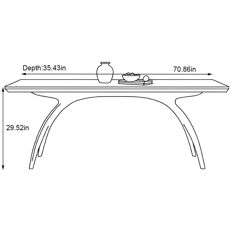 Table de salle à manger haut de gamme en bois de frêne mat, H 29,52 po x L 70,86 po x l 35,43 po