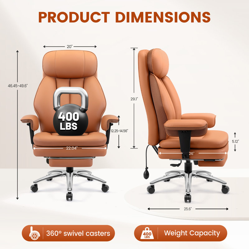 Fauteuil de direction Canobieola avec support lombaire réglable, Brun