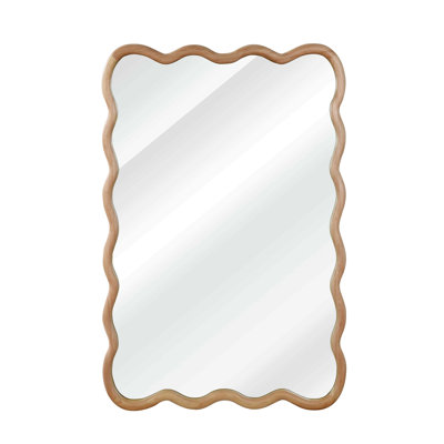 24"X36" Wavy Rectangle Solid Wood Frame Decorative Mirror,For Bedroom, Bathroom, Living Room, Entryway