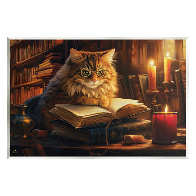 «Cat lecture» par Candlelight, impression sur plaque murale par Michael David Ward