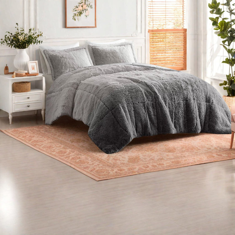Ensembles de literie Shaggy Ombre, luxueuse fourrure de polyester, conception moderne pour le confort