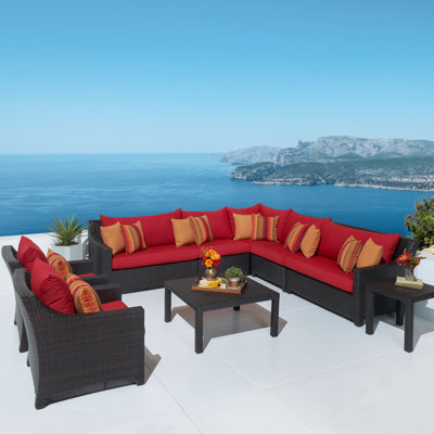 Ensemble de conversation de terrasse pour 6 personnes avec coussins Fionnula