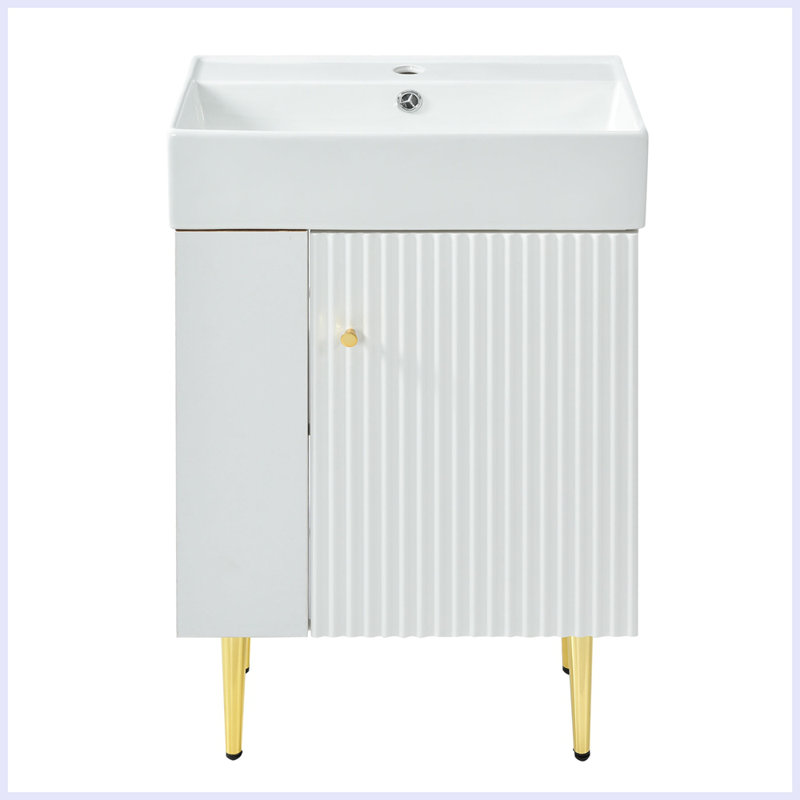 Meuble-lavabo moderne avec lavabo et rangement à gauche