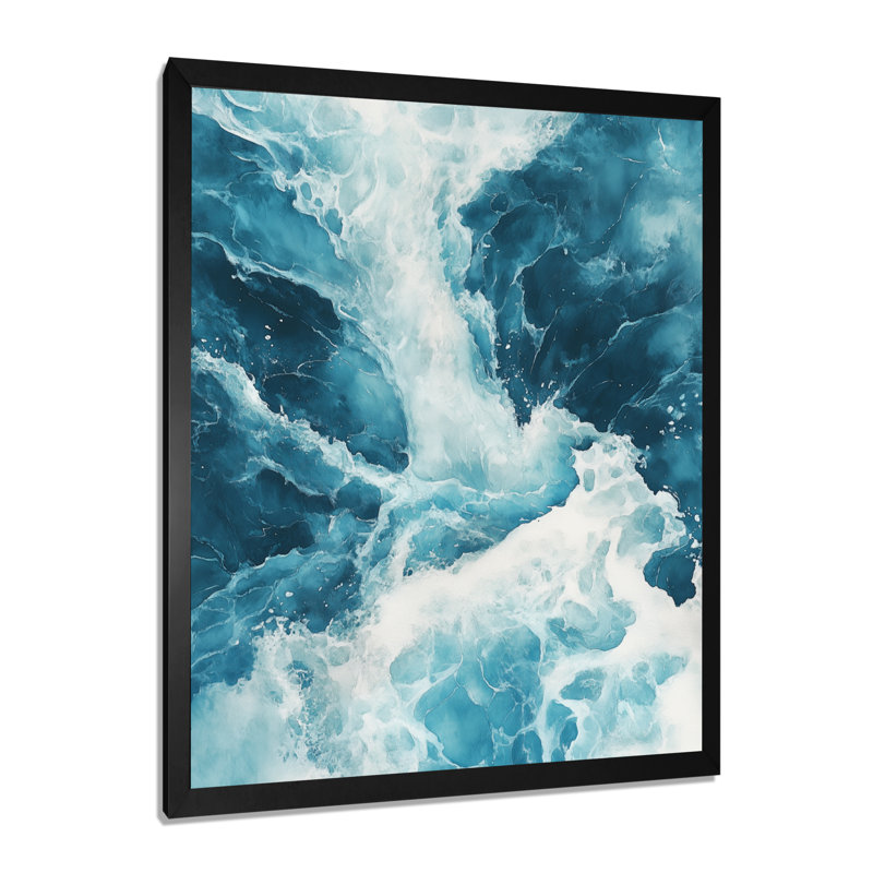 Rivière de lumière glaciaire I - Tableau encadré représentant un paysage en mouvement, H 32 po x l 16 po