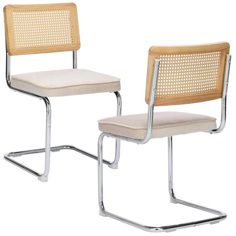 Chaises de salle à manger rembourrées Barnali, Velours beige