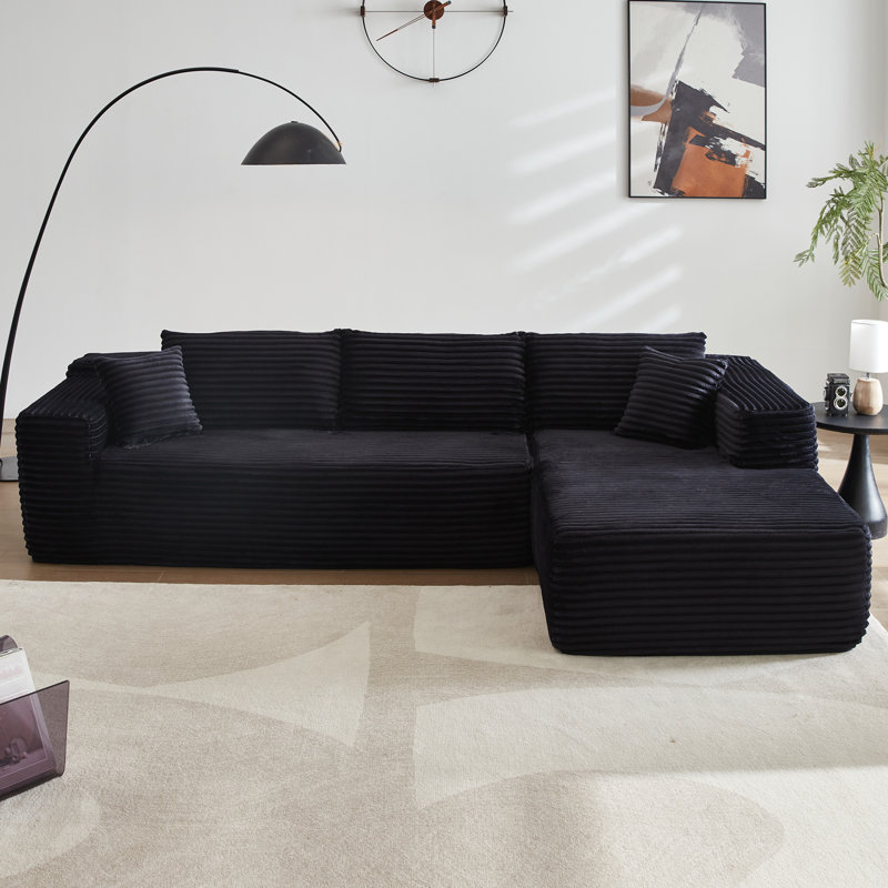 Canapé modulaire 2 pièces Rita, Orienté à droite, 100 % polyester noir