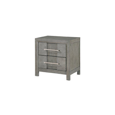 Table de chevet contemporaine en gris avec 2 tiroirs fonctionnels et 2 tiroirs fonctionnels