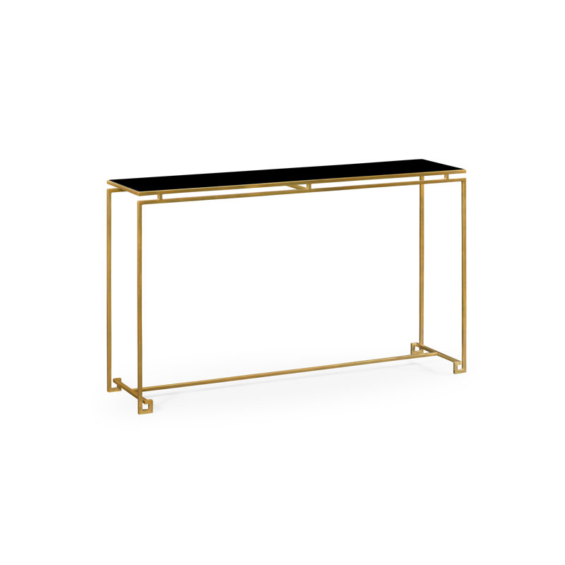 Simply Elegant 55'' Glass Top Console Table, Clear, 33.5" H x 55" W x 14" D, Light Antique Gold