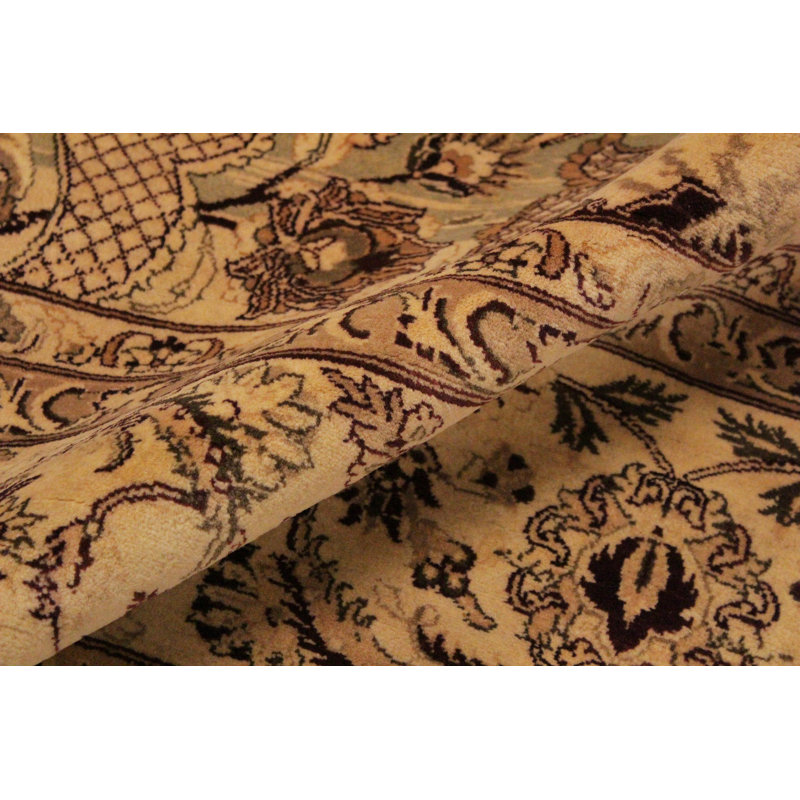 Tapis oriental en laine ivoire / brun 9 pi 1 po x 12 pi Aaru