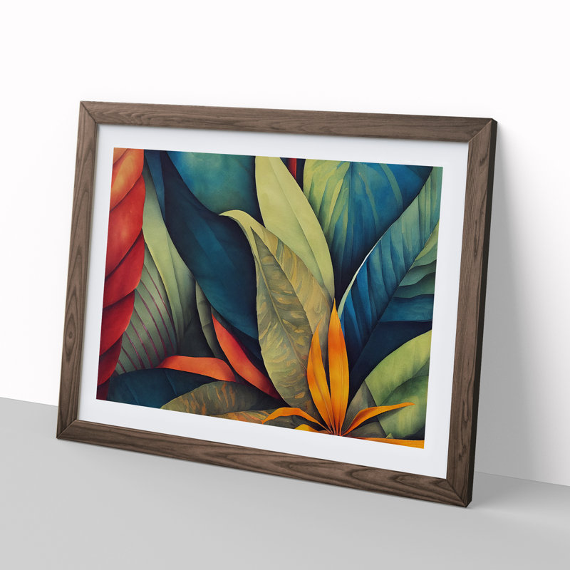 Jungle Flowers Vol.3 - Framed Print, 25cm H x 34cm W x 2cm D, Walnut