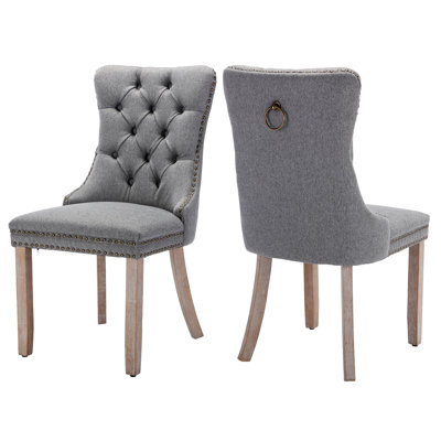Jesly Tufted Linen Dining Chair (set of 2）