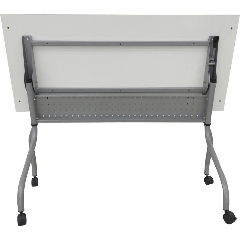 Silver and White Laminate Flip Top Training Table with Casters