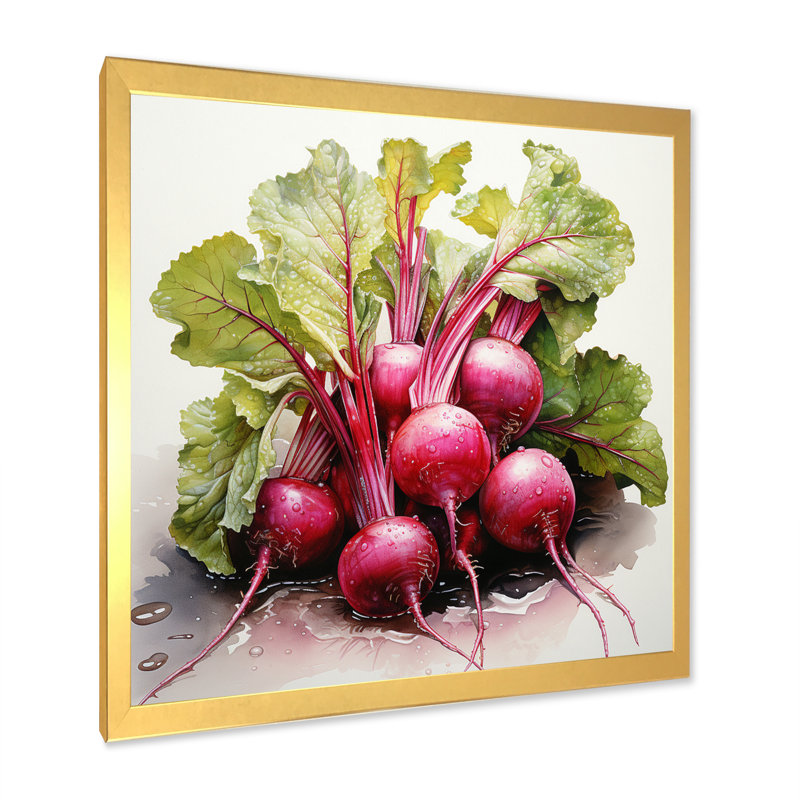 Légume pointillisme cramoisi Radicchio, H 30 po x l 30 po x P 1 po, Cadre doré à une seule photo