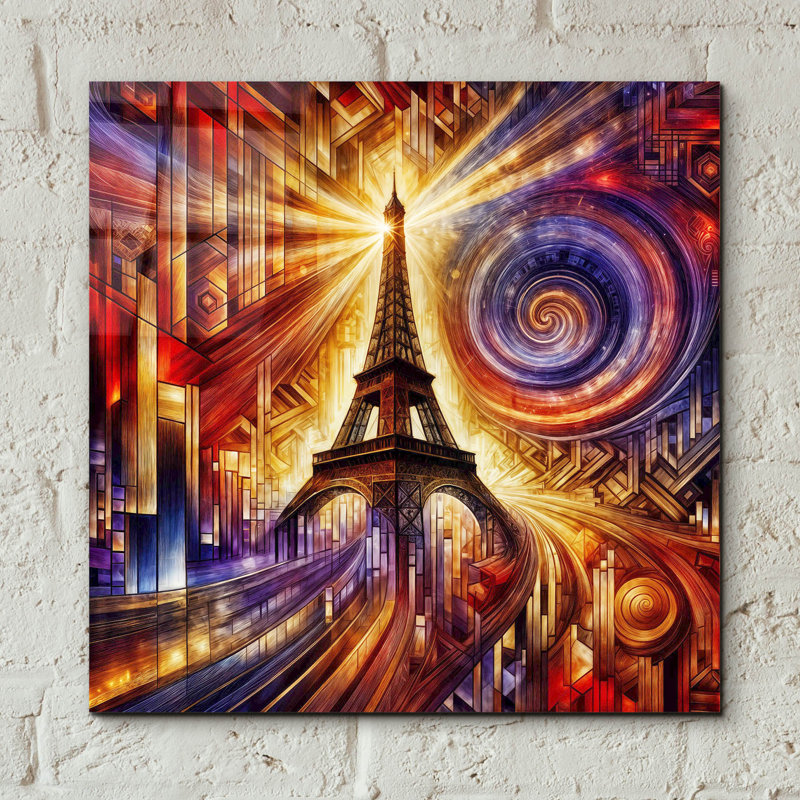 «Eiffel Tower, Paris Abstract» par Rey Klimt, art mural en verre acrylique, H 12 po x l 12 po x P 0,13 po