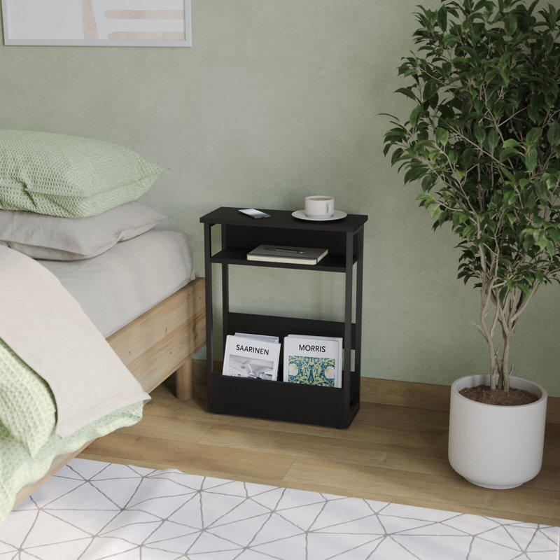 Ancika Solid Wood End Table, Black