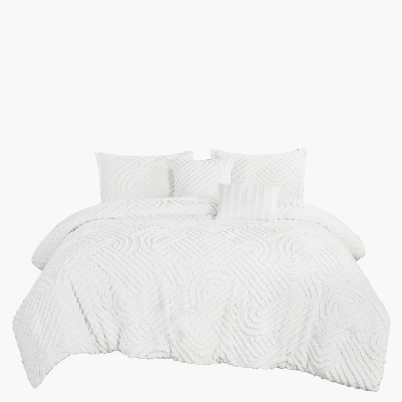 Ensemble d'édredon texturé 5 pièces - Literie moelleuse avec coussins décoratifs