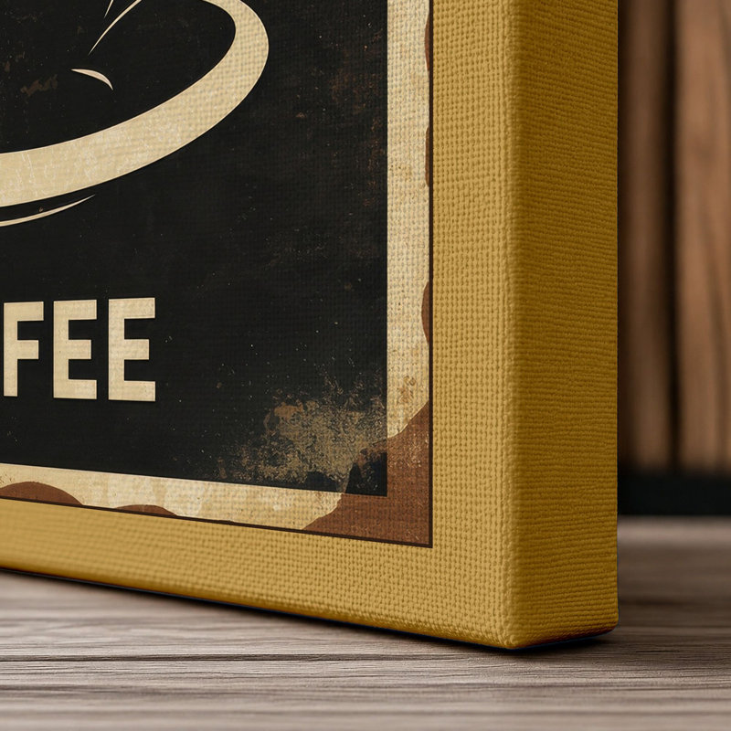 Italian Coffee Sign Vintage - Wrapped Canvas, 24x16 - 61.0 x 40.6 cm, Ochre Border