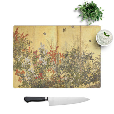 Tempered Glass Butterflies and the Flowers Chopping Board