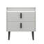 Table de chevet grise avec plateau en marbre et 2 tiroirs de rangement spacieux, table de bout à côté pour l'organisation de la chambre à coucher-1297406943-1297406941