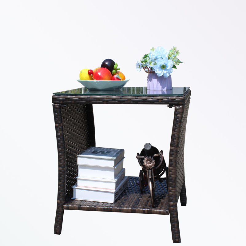 Square shape Coffee Table with tempered glass and shelf