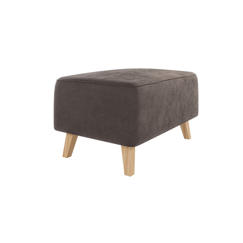 Footstool with Wooden Legs In Scandinavian Style , Brown - Khaki