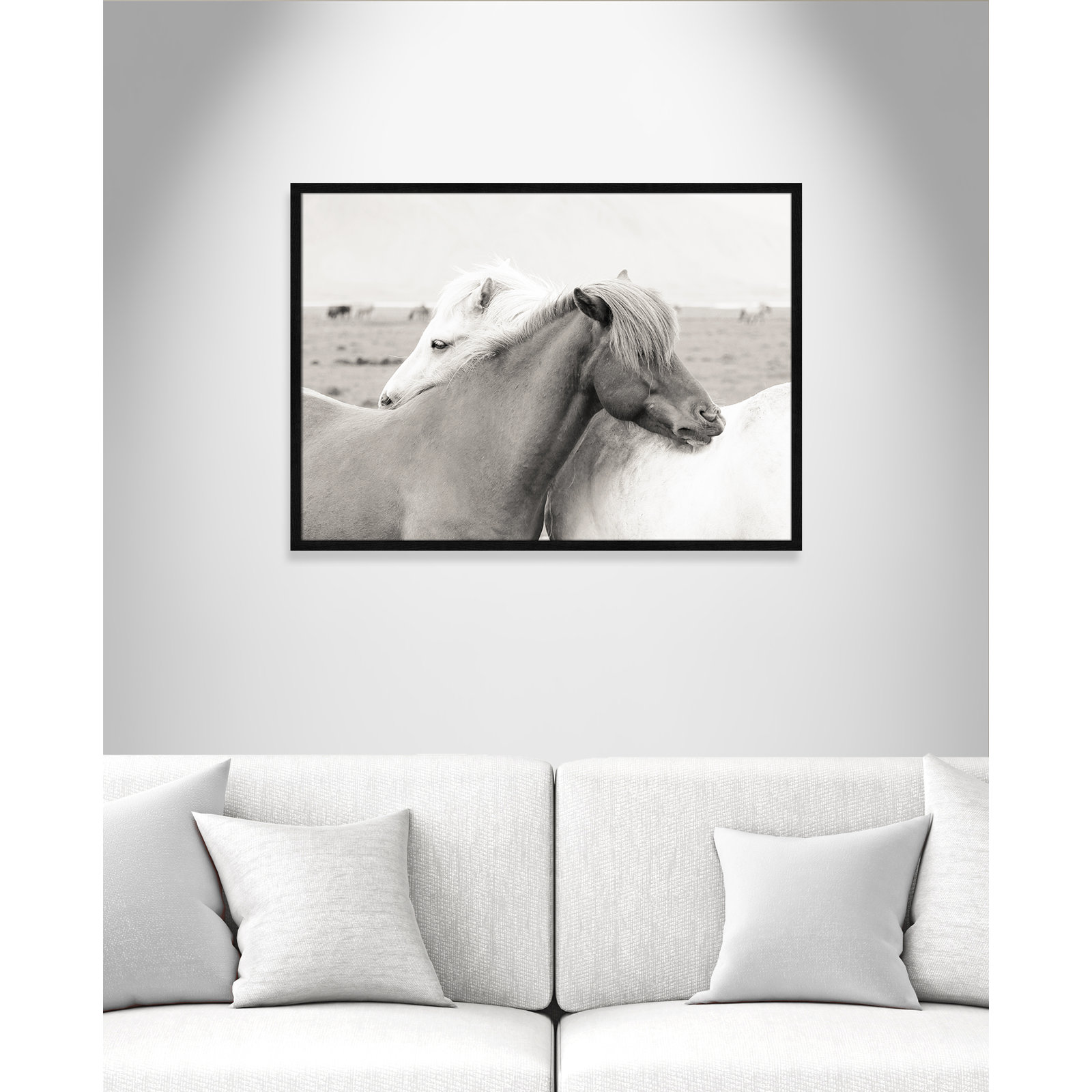 Melanie "Icelandic Meadow Horses" Print, 25.5" H x 35.5" W x 0.75" D, Black Wood Grain Framed