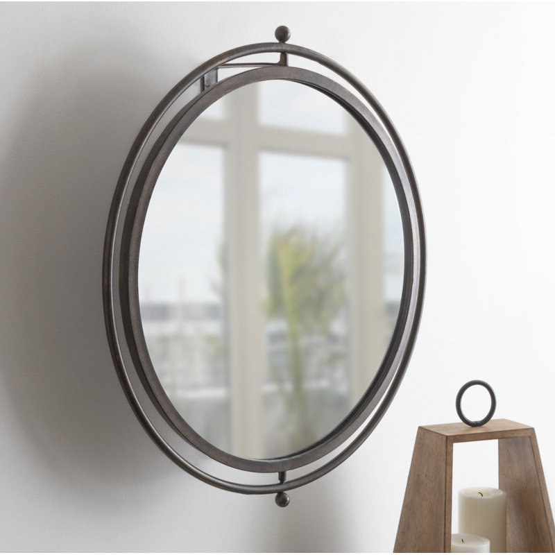 Menderes Metal Flat Mirror, Silver, 22.5" H x 21" W