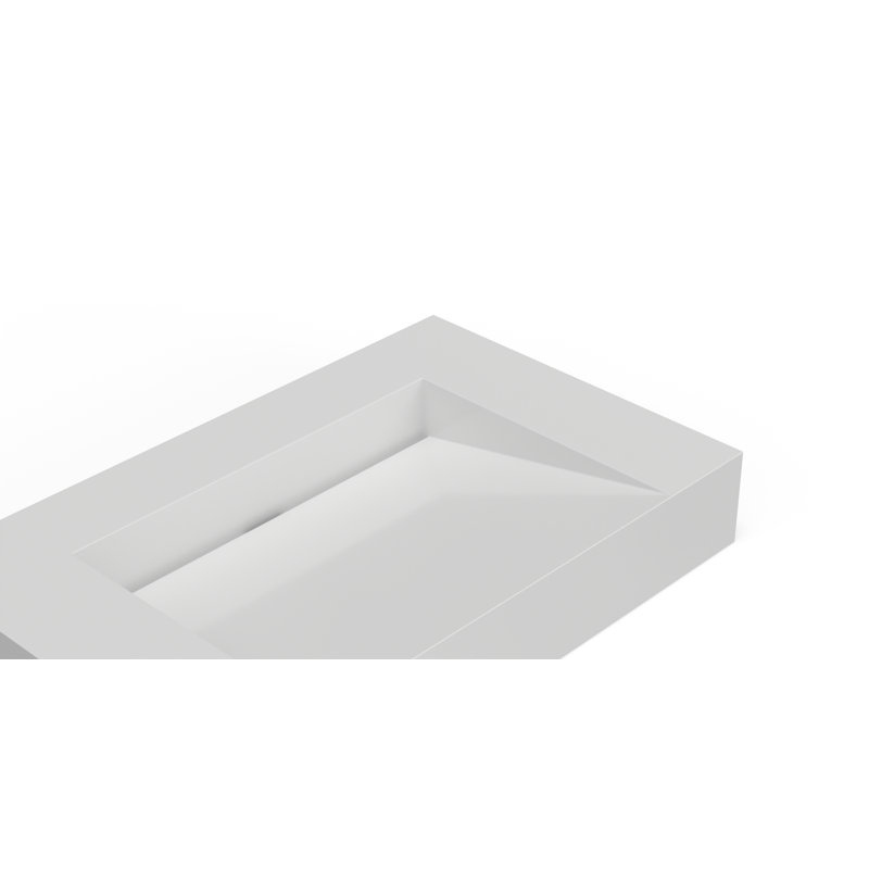 Gloss White Polymarble Rectangular Wall Mount Bathroom Sink