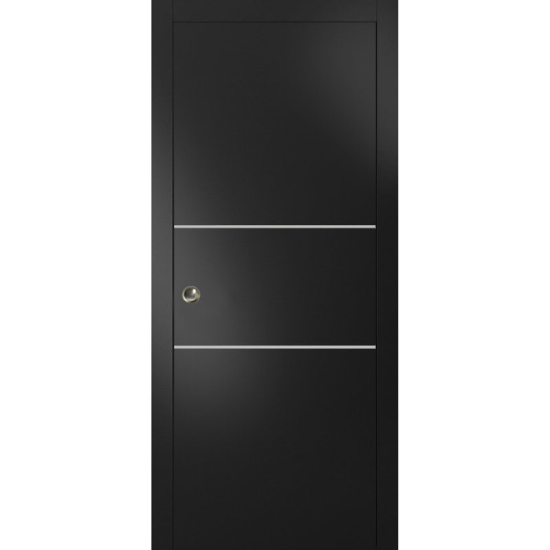 Portes françaises à panneaux, Noir mat, 30 po x 84 po
