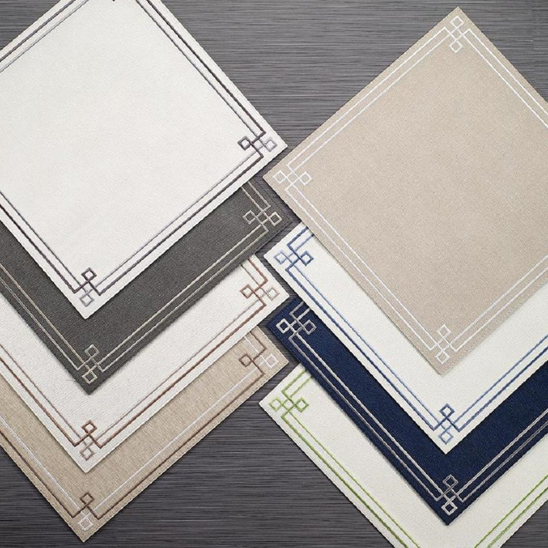 Link Square Placemats, Blue/Antique White