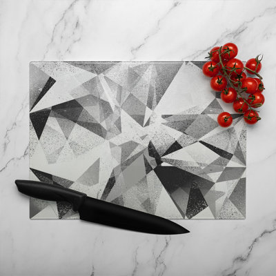 Geometric Grunge Pattern Glass Chopping Board