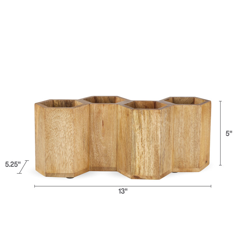 Gourmet Basics by Mikasa Hex Wood Flatware Caddy