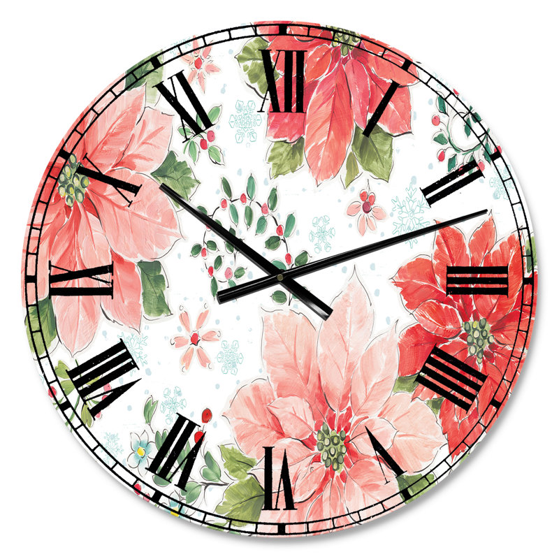 Country Flower flocons de neige I - Horloge murale traditionnelle, Petit