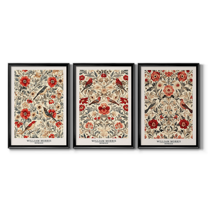Wm Morris Series XC - Toile tendue avec châssis sur mesure - 3 pièces, H 15 po x l 19 po, Noir