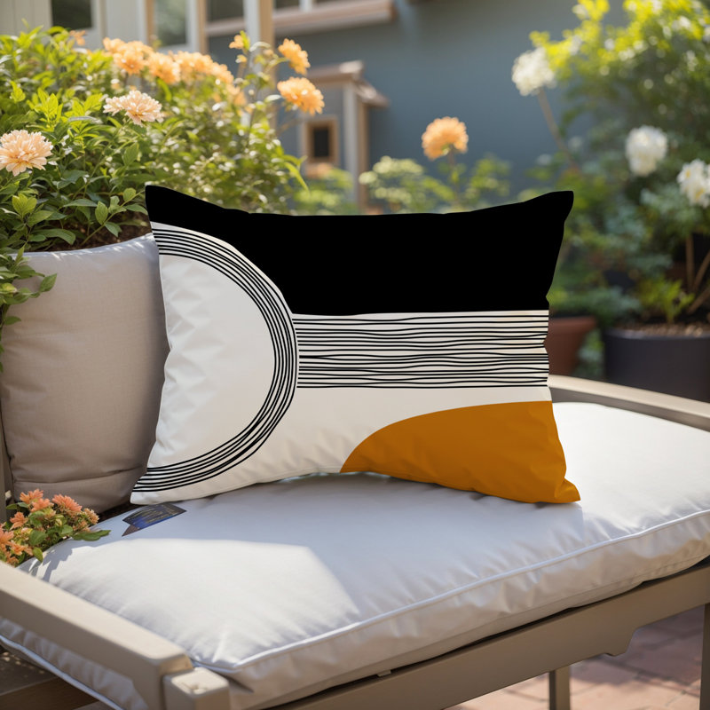 Housse et insert de coussin rectangulaire intérieur / extérieur Cassie, Orange, H 18 po x l 25 po