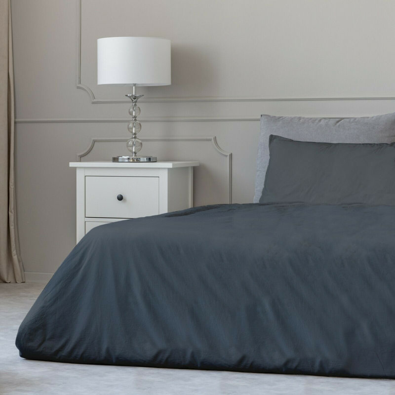 Ensemble de draps en micro-fibre, Gris, Ensemble de draps pour très grand lit + un drap-h