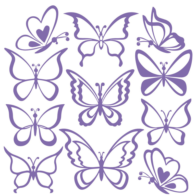 Adhésif décoratif papillon, H 24 po x l 25 po x P 0,01 po, Lavande