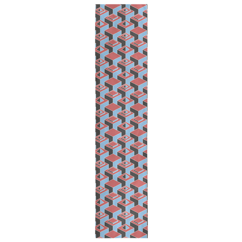 Chemin de table Classic Skyscrapers, 16 po x 72 po, Rouge / bleu sarcelle
