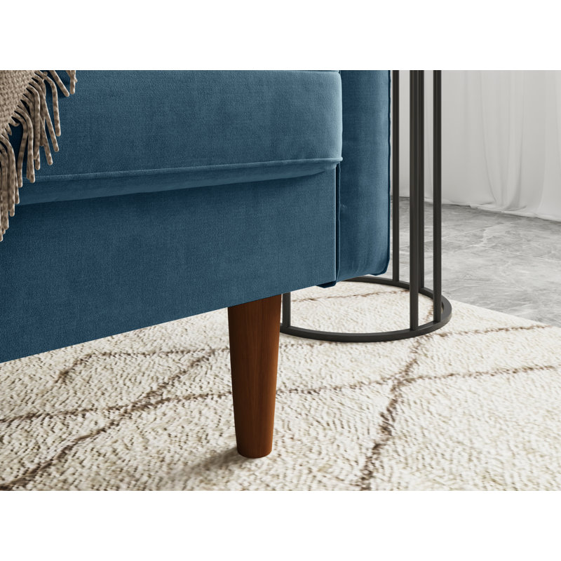 Drus 58" Square Arm Sofa Loveseat, Prussian Blue Velvet