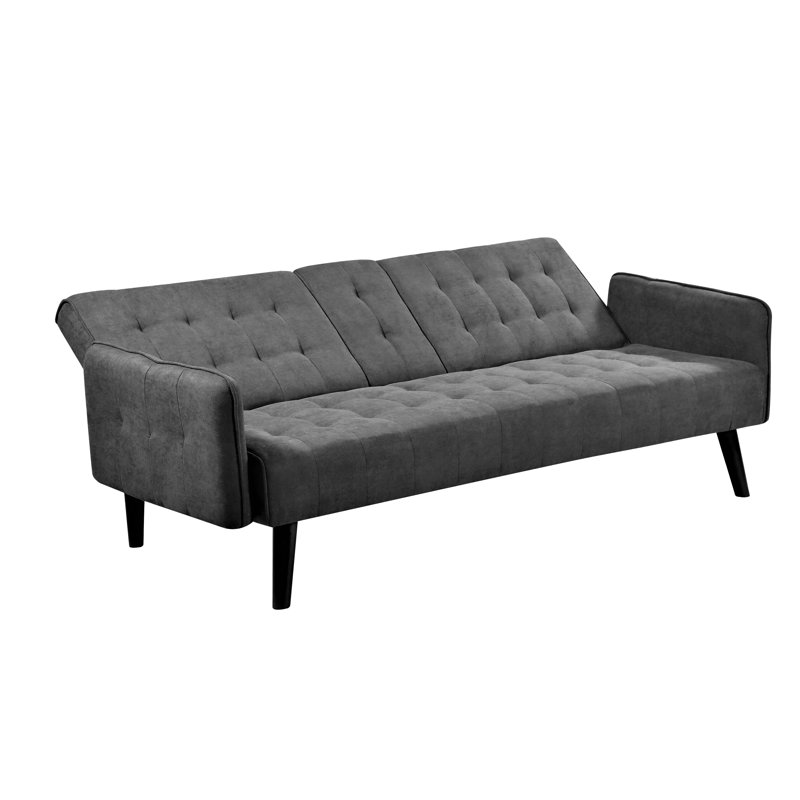 Pinzon Twin 72'' Upholstered Convertible Sofa, Dark Gray Linen Blend