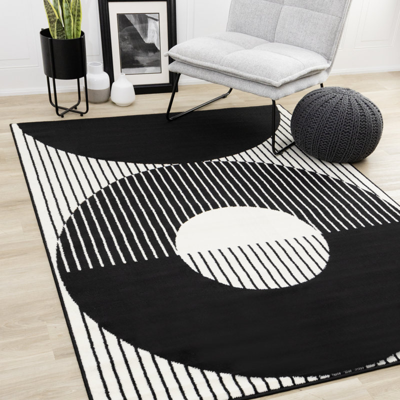 Tapis moderne blanc contrastant Fresno, Rectangle 7 pi 9 po x 10 pi 6 po