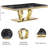 Liticia Coffee Table with Four Gold Geometric Mirror Bases and 48" Black Top